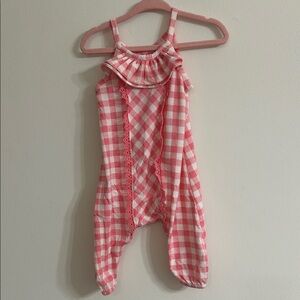 Pink Gingham Baby Romper with Ruffle Neck Jessica Simpson 3-6 months